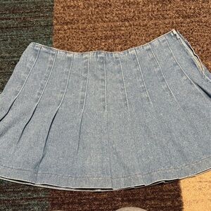 Sincerely Jules Light Blue Denim Pleated Mini Skirt